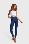 WR.UP® Denim - High Waisted - Full Length - Dark Blue + Yellow Stitching 5