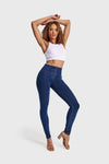 WR.UP® Denim - High Waisted - Full Length - Dark Blue + Yellow Stitching 6