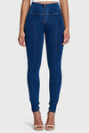 WR.UP® Denim - High Waisted - Full Length - Dark Blue + Yellow Stitching 9