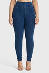 WR.UP® Curvy Denim - Zip High Waisted - Full Length - Dark Blue + Blue Stitching 8
