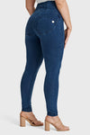 WR.UP® Curvy Denim - Zip High Waisted - Full Length - Dark Blue + Blue Stitching 1
