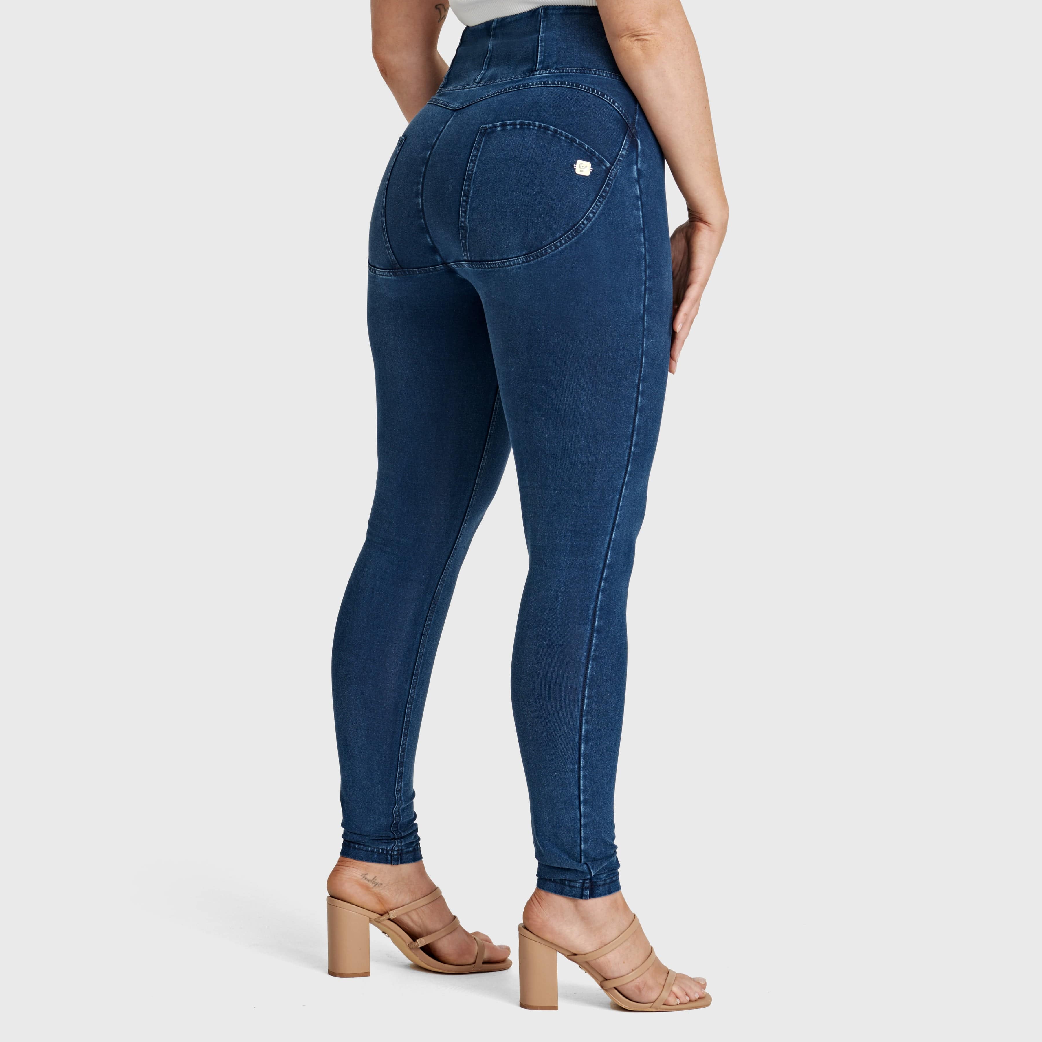 WR.UP® Curvy Denim - Zip High Waisted - Full Length - Dark Blue + Blue Stitching 1