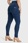 WR.UP® Curvy Denim - Zip High Waisted - Full Length - Dark Blue + Yellow Stitching 7
