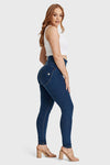 WR.UP® Curvy Denim - Zip High Waisted - Full Length - Dark Blue + Yellow Stitching 6