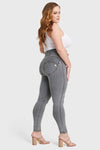 WR.UP® Curvy Denim - Zip High Waisted - Full Length - Grey + Yellow Stitching 8