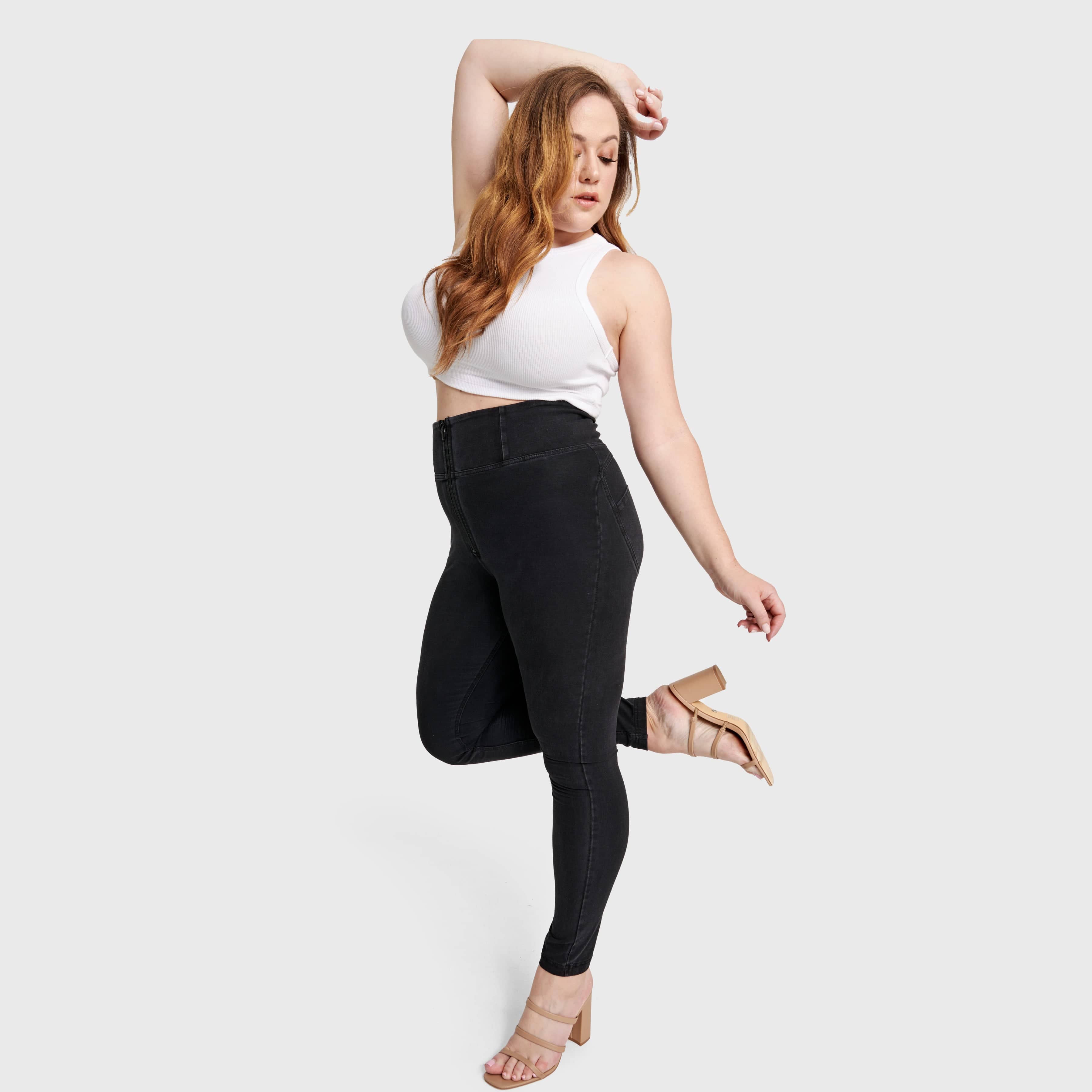 WR.UP® Curvy Denim - Zip High Waisted - Full Length - Black + Black Stitching 2