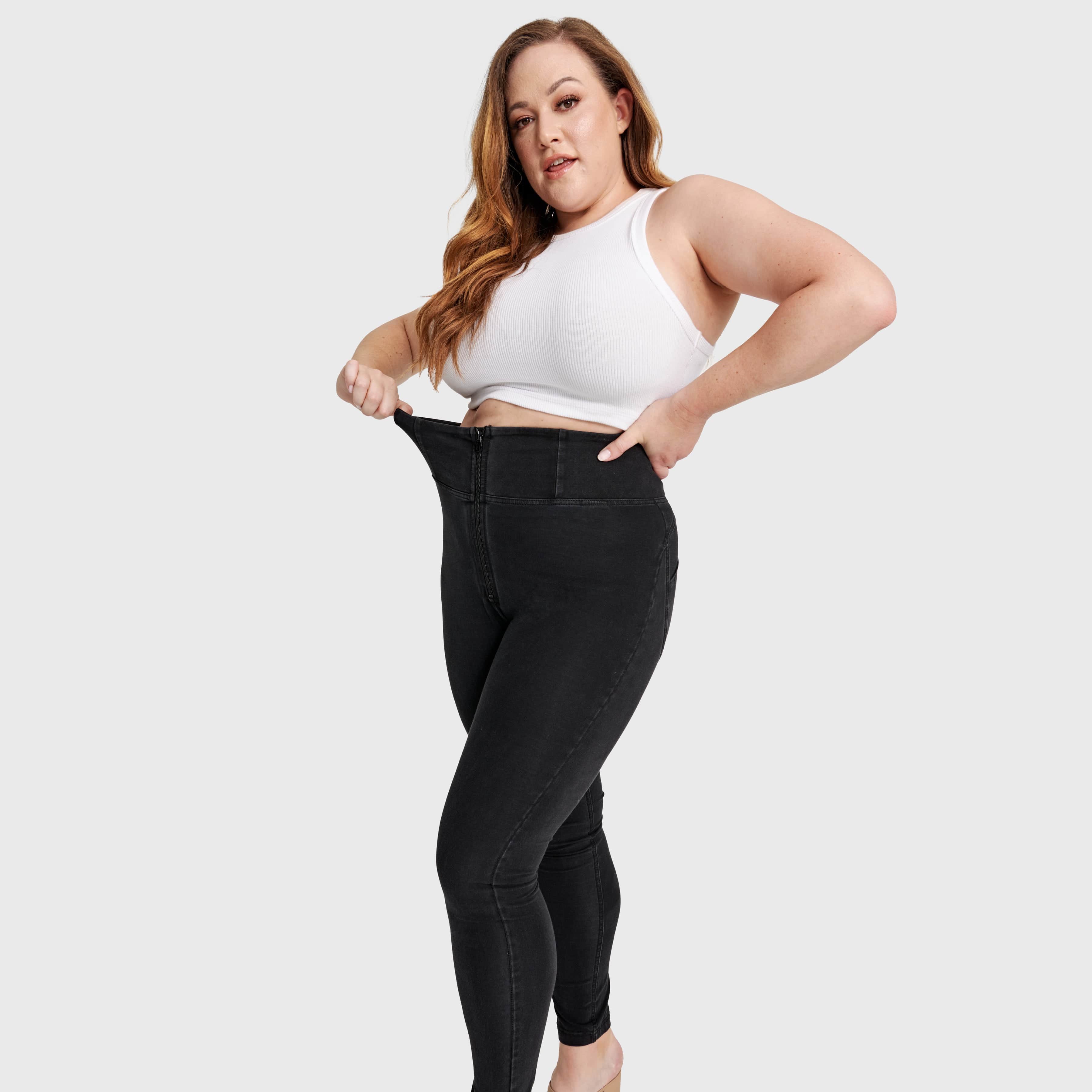 WR.UP® Curvy Denim - Zip High Waisted - Full Length - Black + Black Stitching 3
