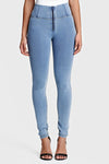 WR.UP® Denim - High Waisted - Full Length - Light Blue + Yellow Stitching 4