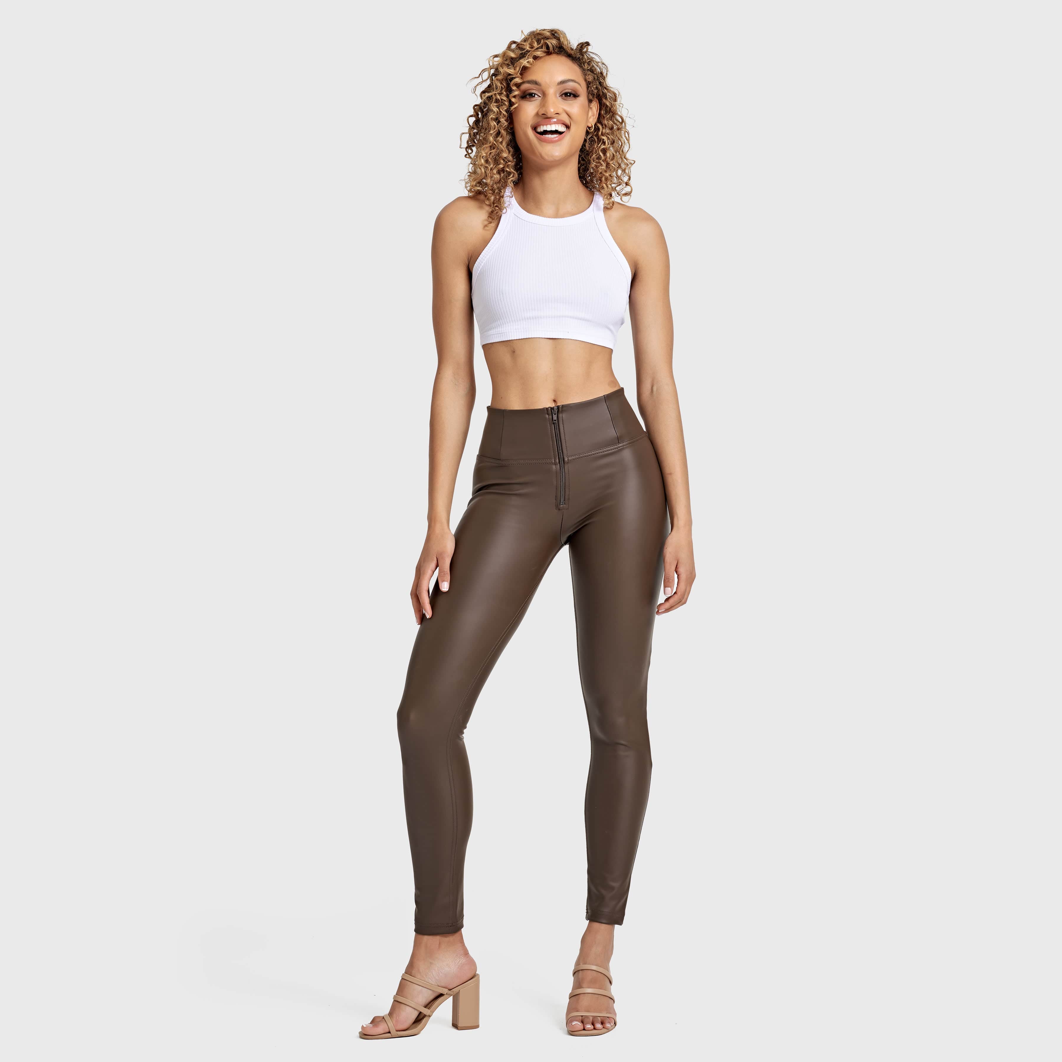 WR.UP® Faux Leather - High Waisted - Full Length - Chocolate 3