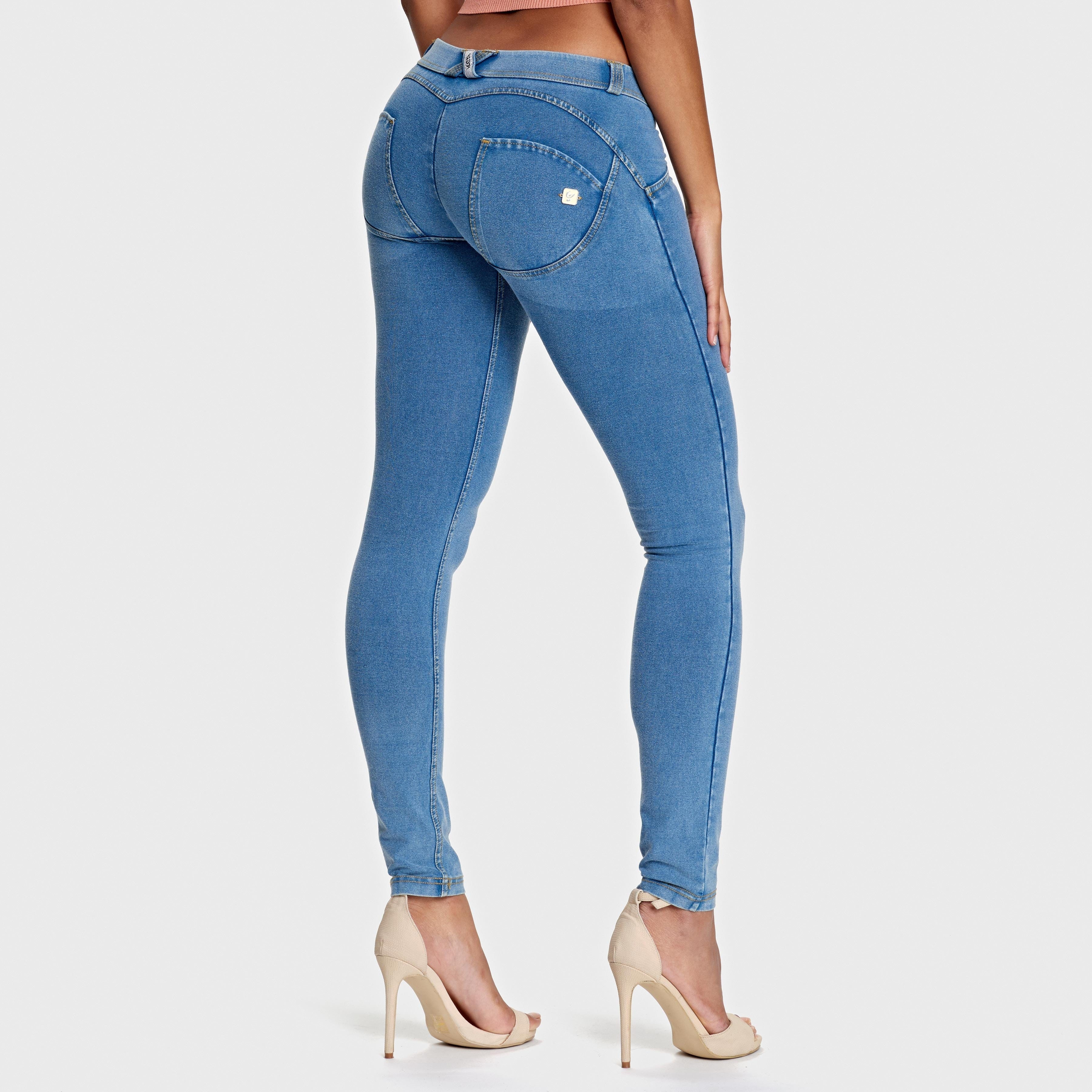 WR.UP® Denim - Low Rise - Full Length - Light Blue + Yellow Stitching 1