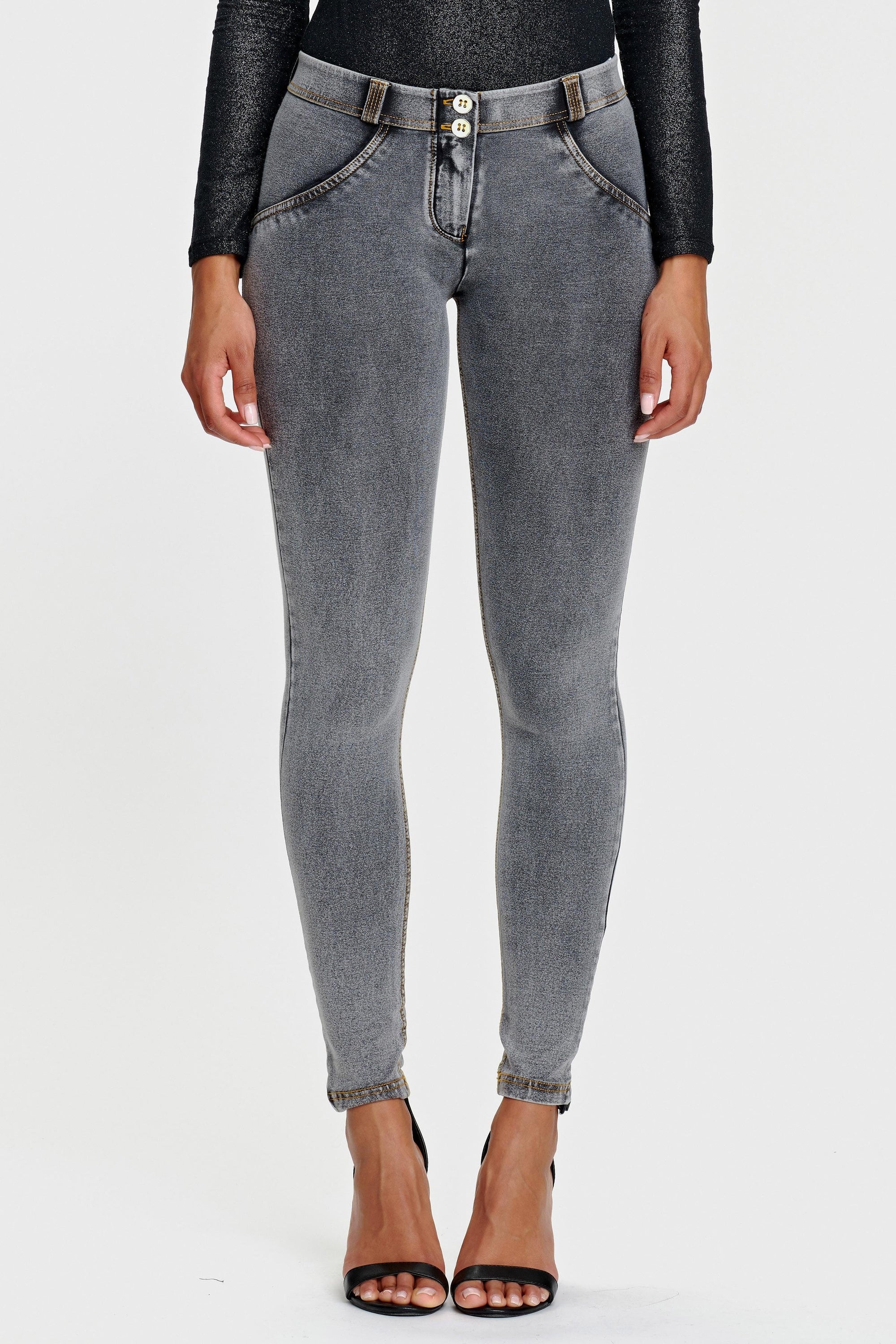 WR.UP® Denim - Mid Rise - Full Length - Grey + Yellow Stitching 2