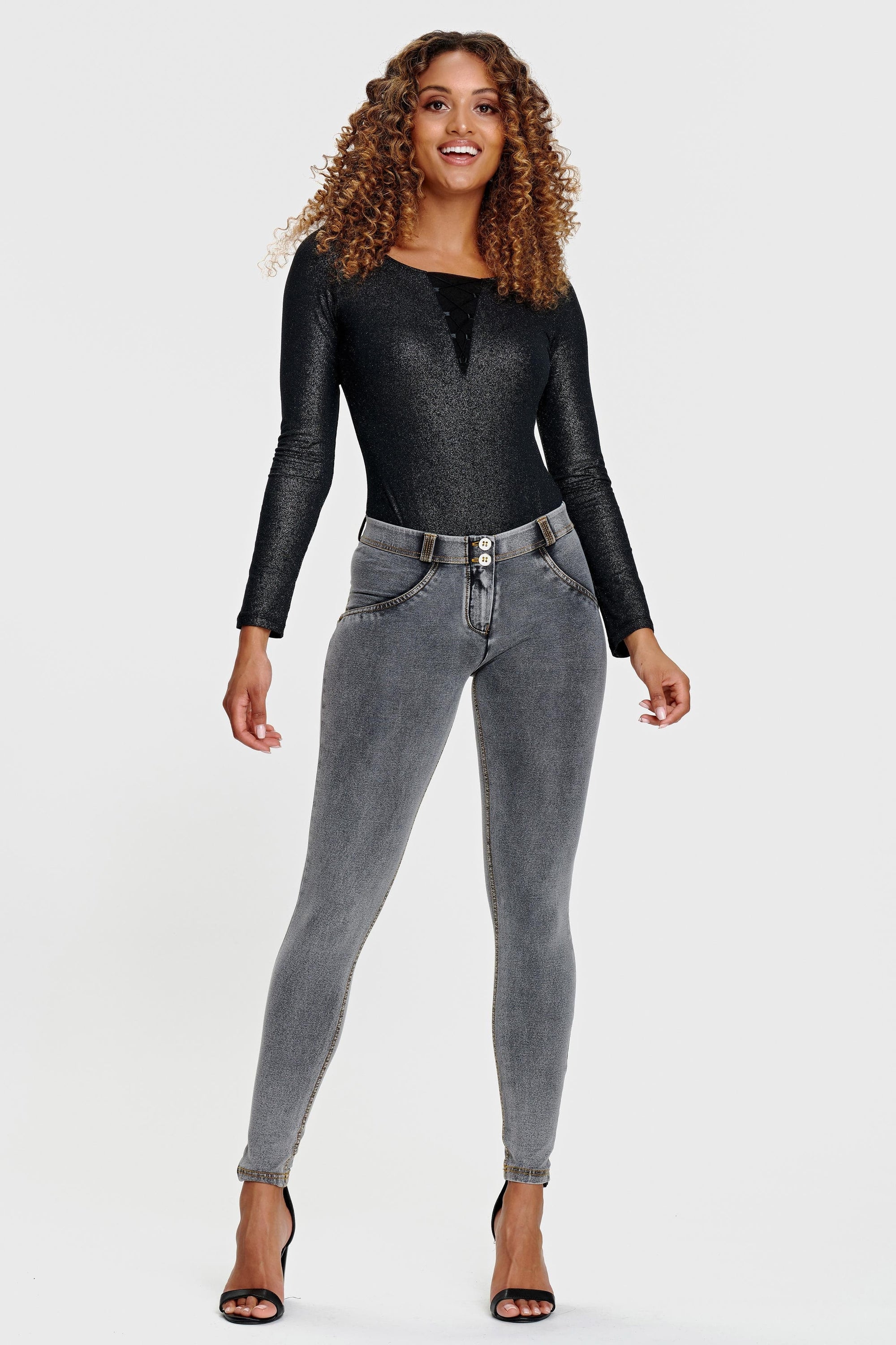 WR.UP® Denim - Mid Rise - Full Length - Grey + Yellow Stitching 6