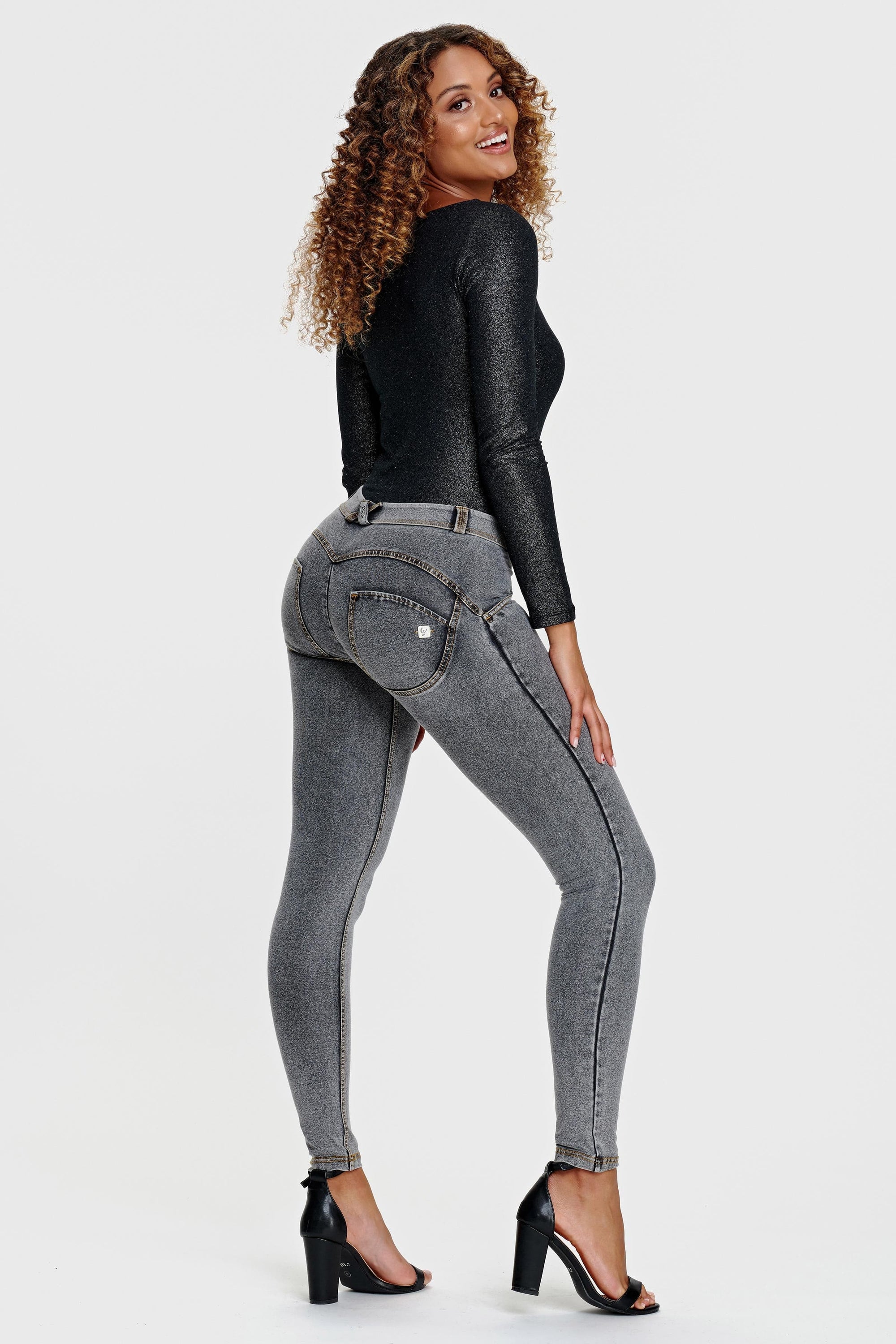 WR.UP® Denim - Mid Rise - Full Length - Grey + Yellow Stitching 5