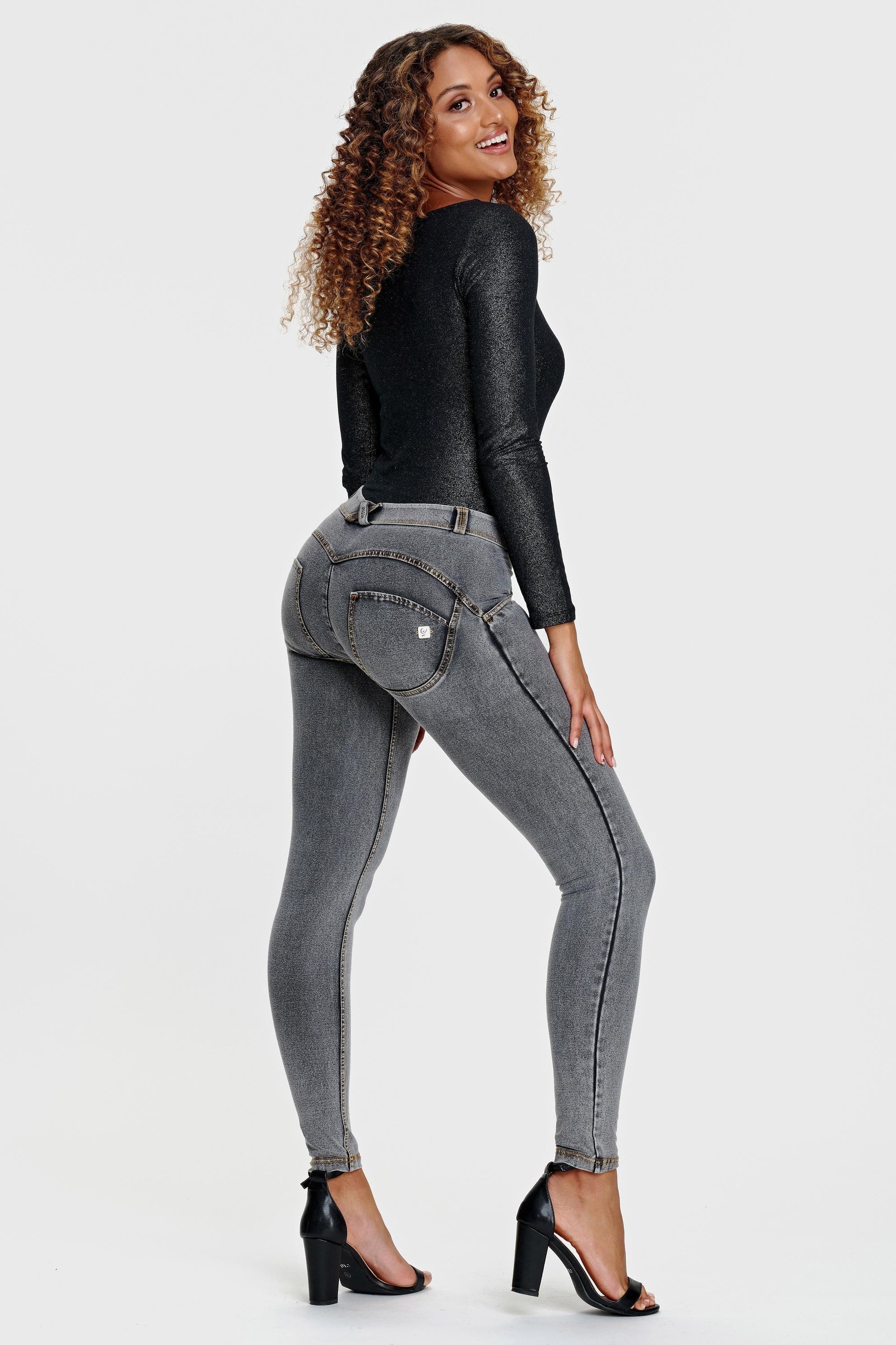 WR.UP® Denim - Mid Rise - Full Length - Grey + Yellow Stitching 5
