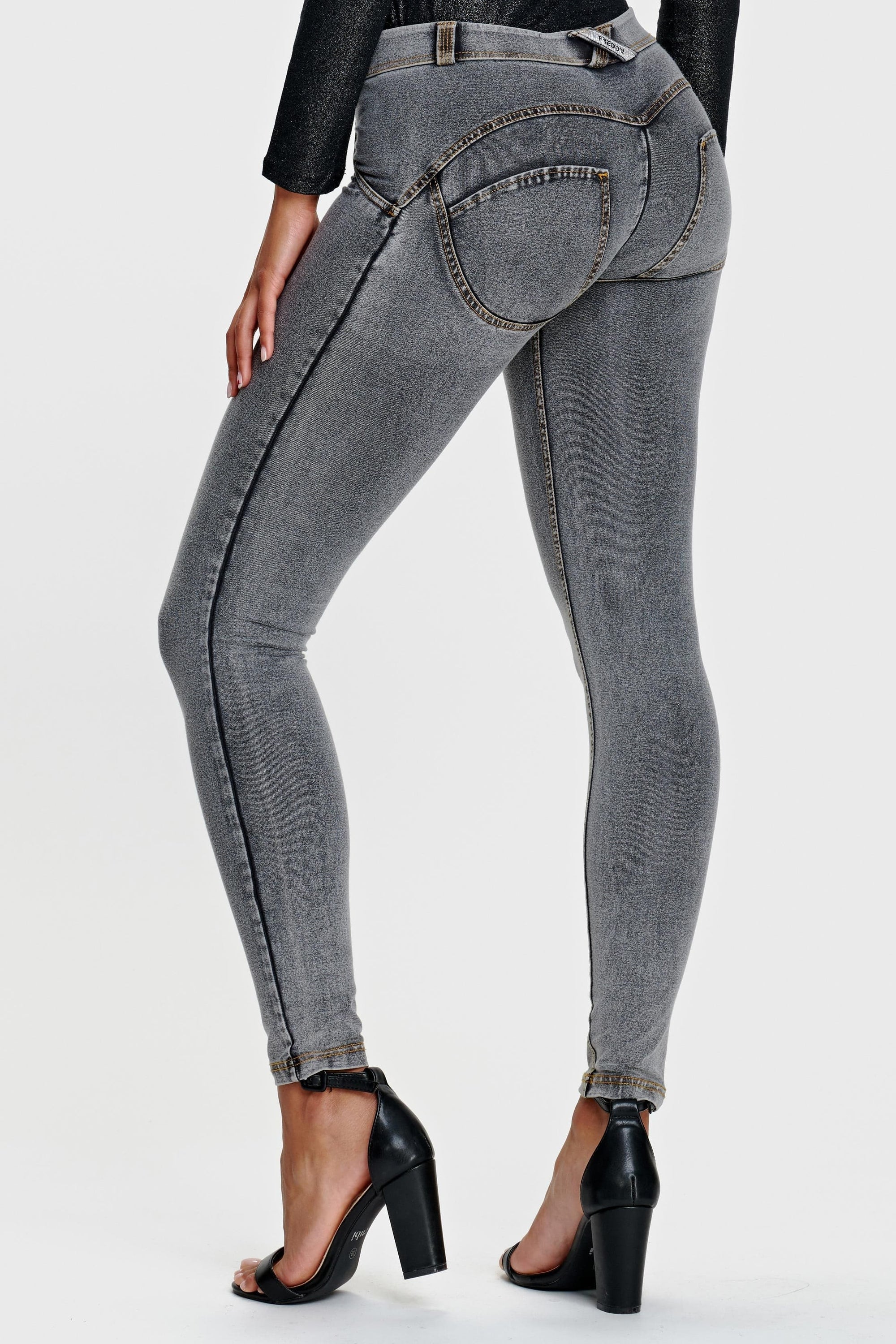 WR.UP® Denim - Mid Rise - Full Length - Grey + Yellow Stitching 2