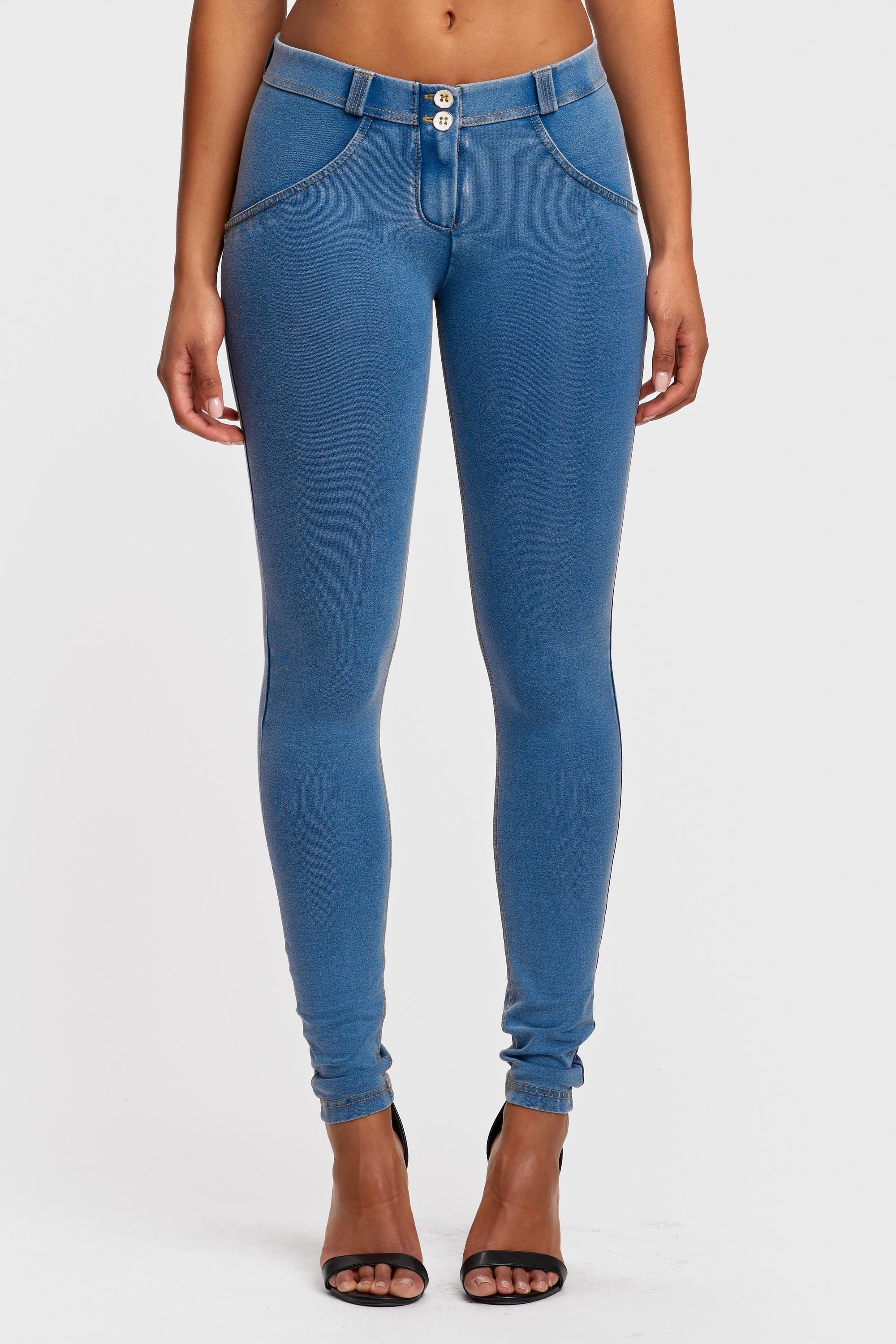 WR.UP® Denim - Mid Rise - Full Length - Light Blue + Yellow Stitching 3