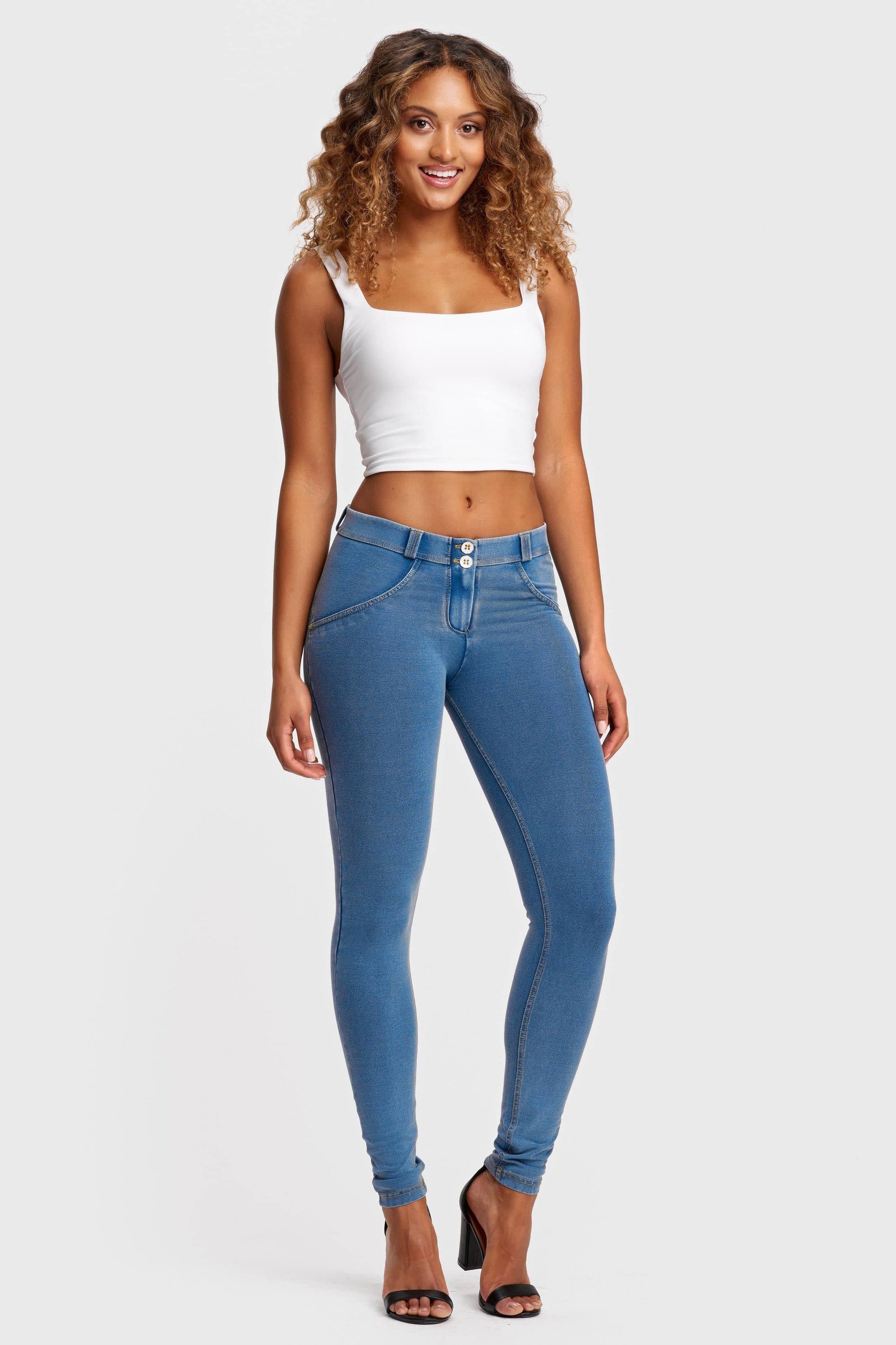 WR.UP® Denim - Mid Rise - Full Length - Light Blue + Yellow Stitching 9