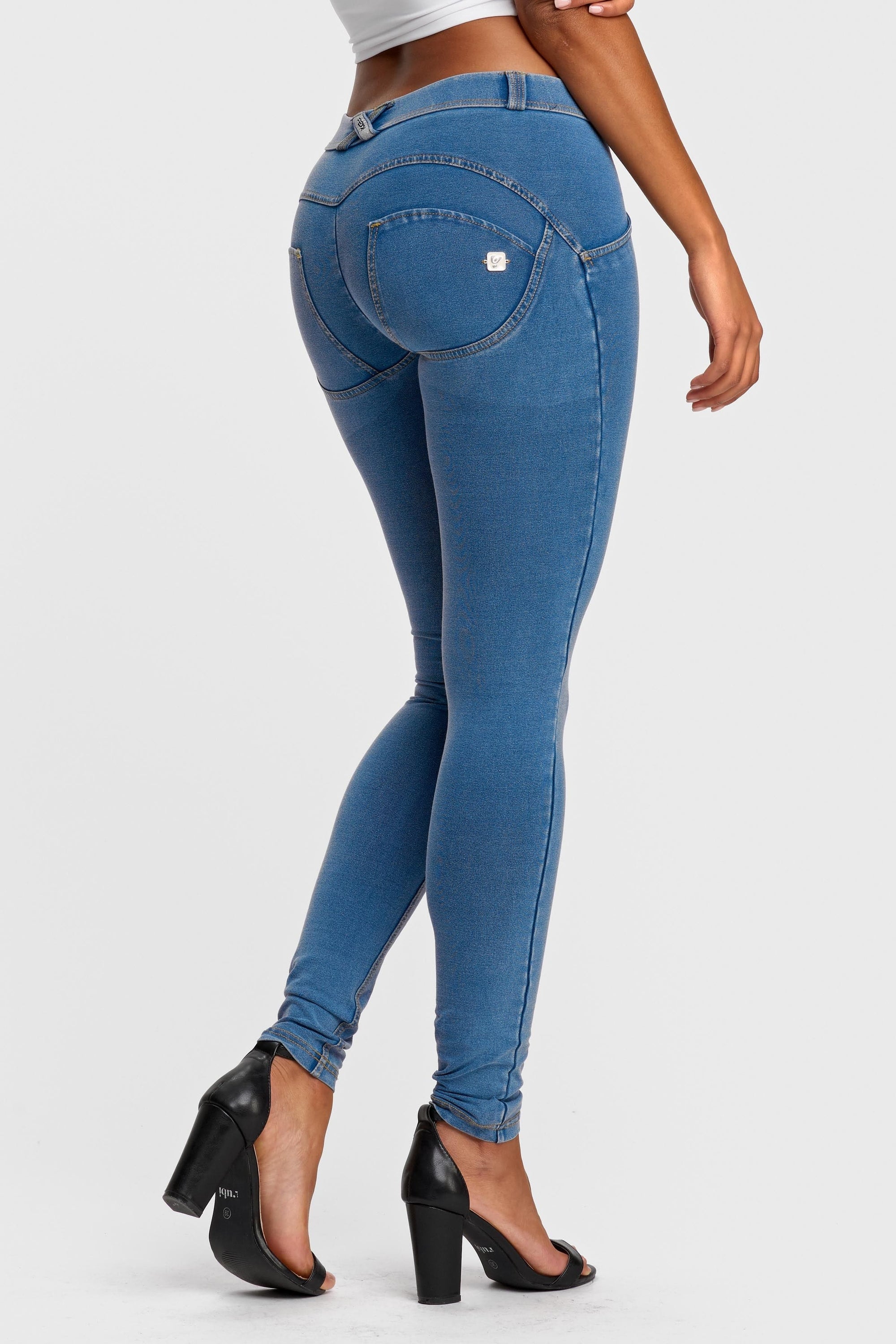 WR.UP® Denim - Mid Rise - Full Length - Light Blue + Yellow Stitching 1
