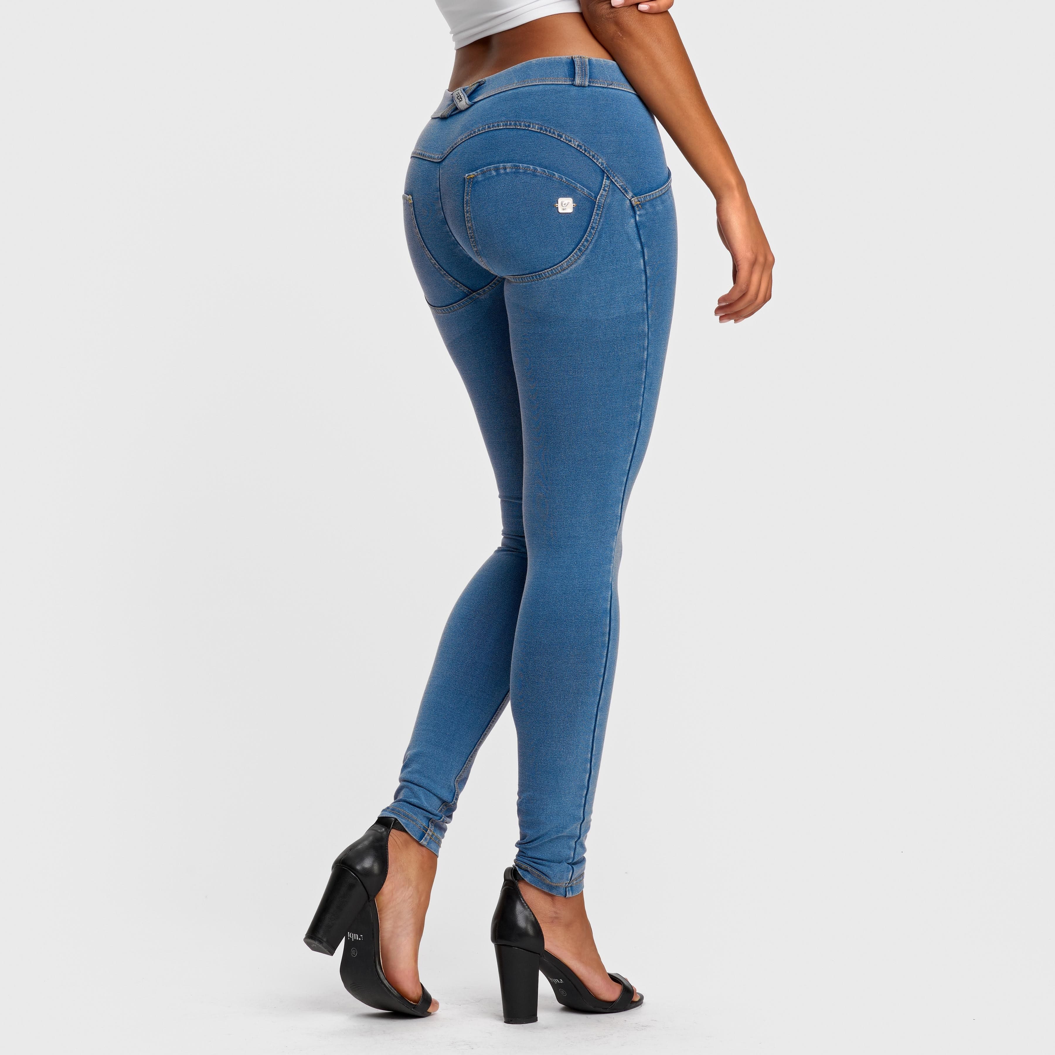 WR.UP® Denim - Mid Rise - Full Length - Light Blue + Yellow Stitching 1
