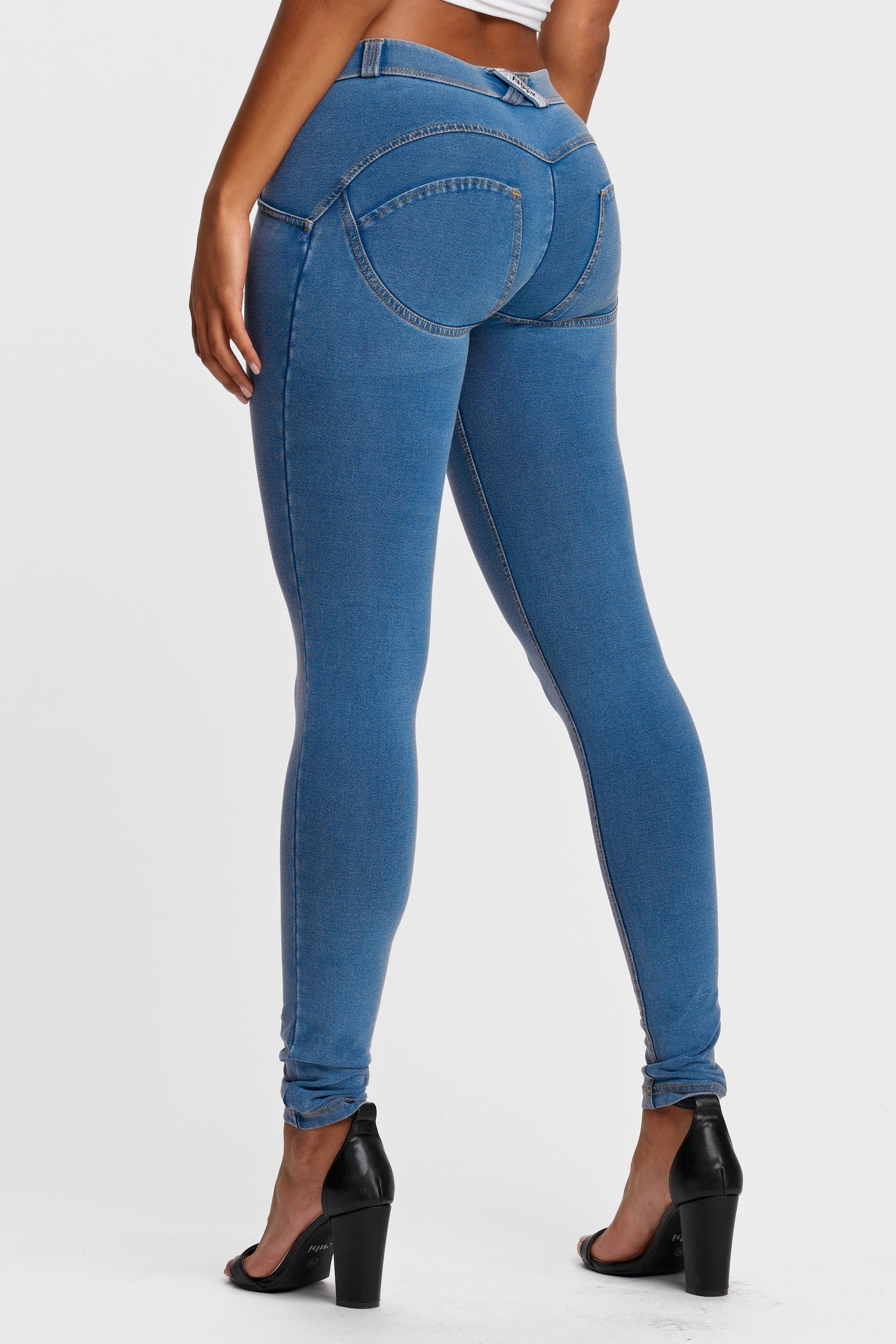 WR.UP® Denim - Mid Rise - Full Length - Light Blue + Yellow Stitching 8