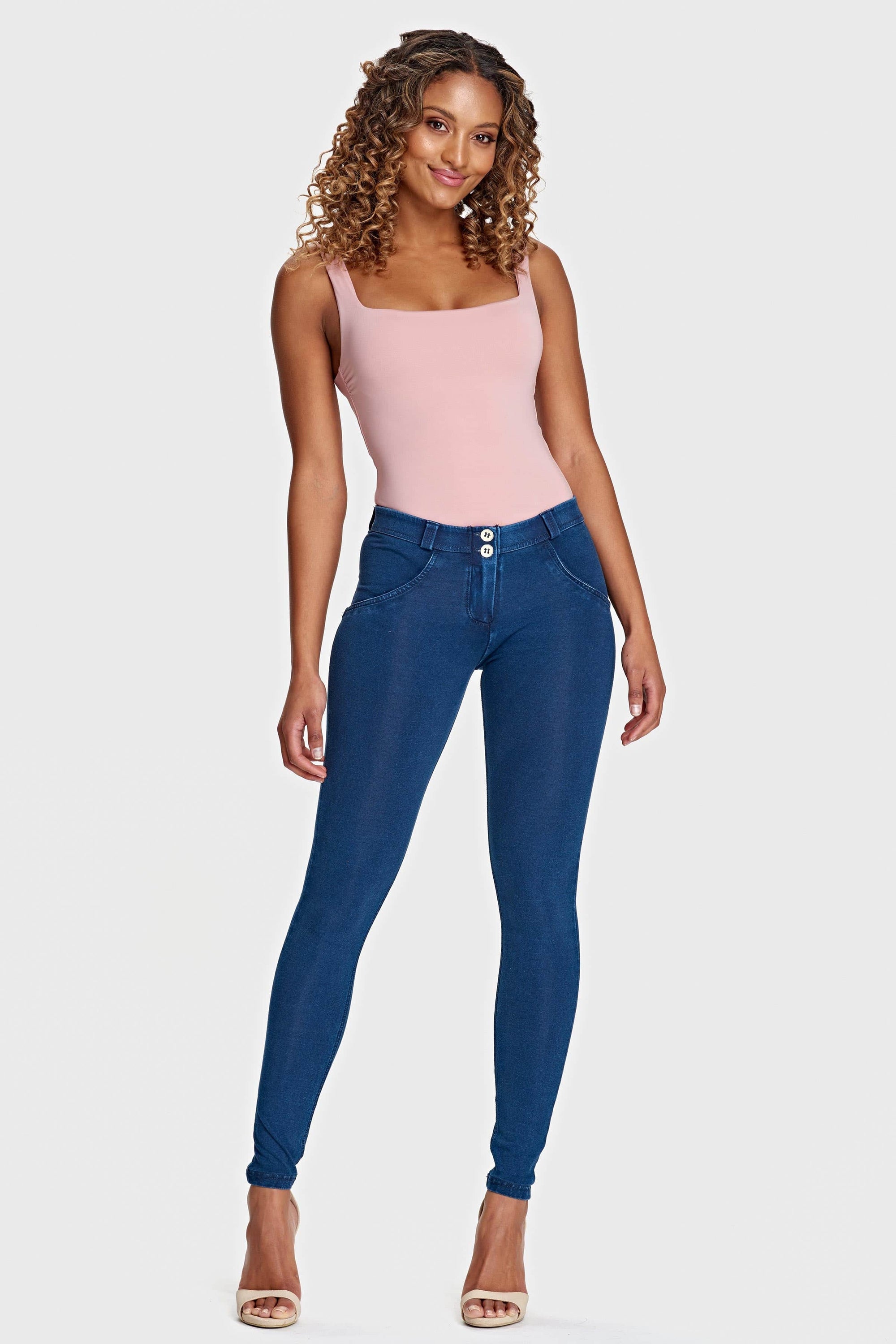 WR.UP® Denim - Mid Rise - Full Length - Dark Blue + Blue Stitching 9