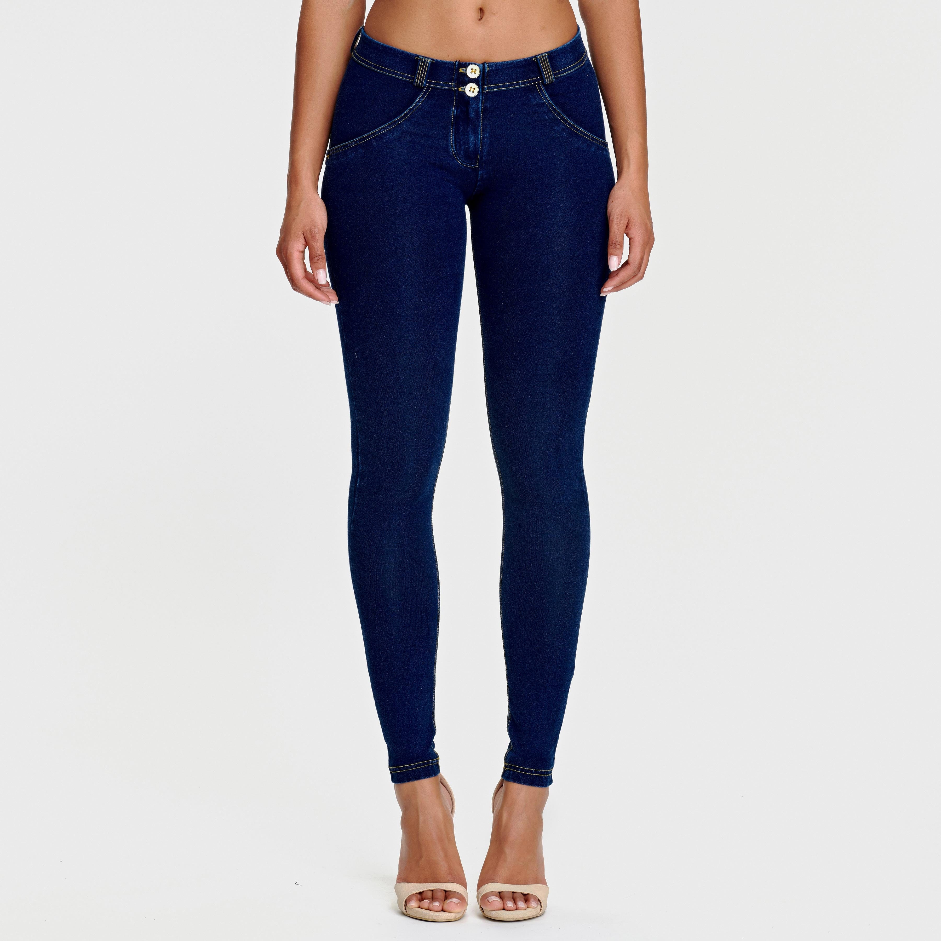 WR.UP® Denim - Mid Rise - Full Length - Dark Blue + Yellow Stitching 2