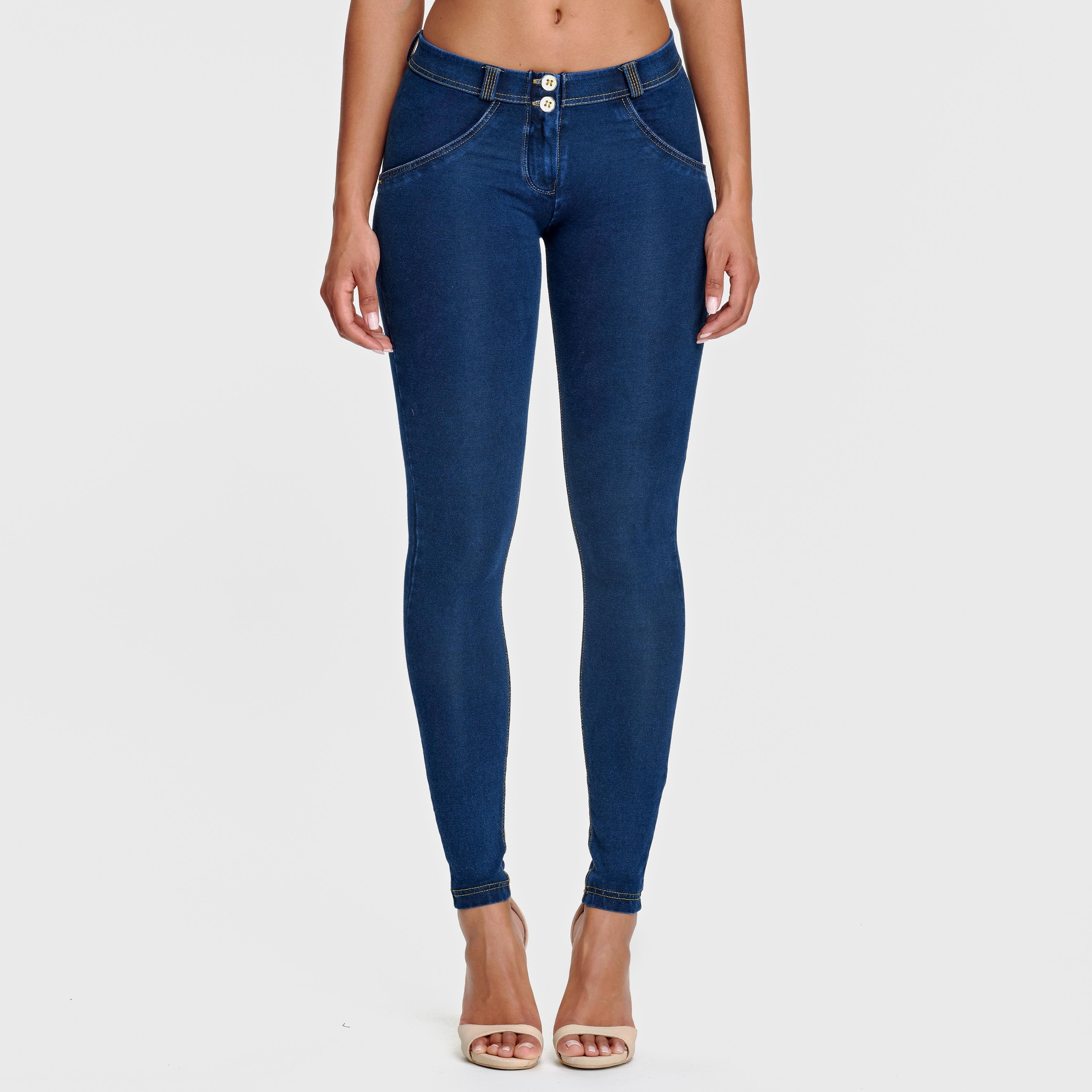 WR.UP® Denim - Mid Rise - Full Length - Dark Blue + Yellow Stitching 3