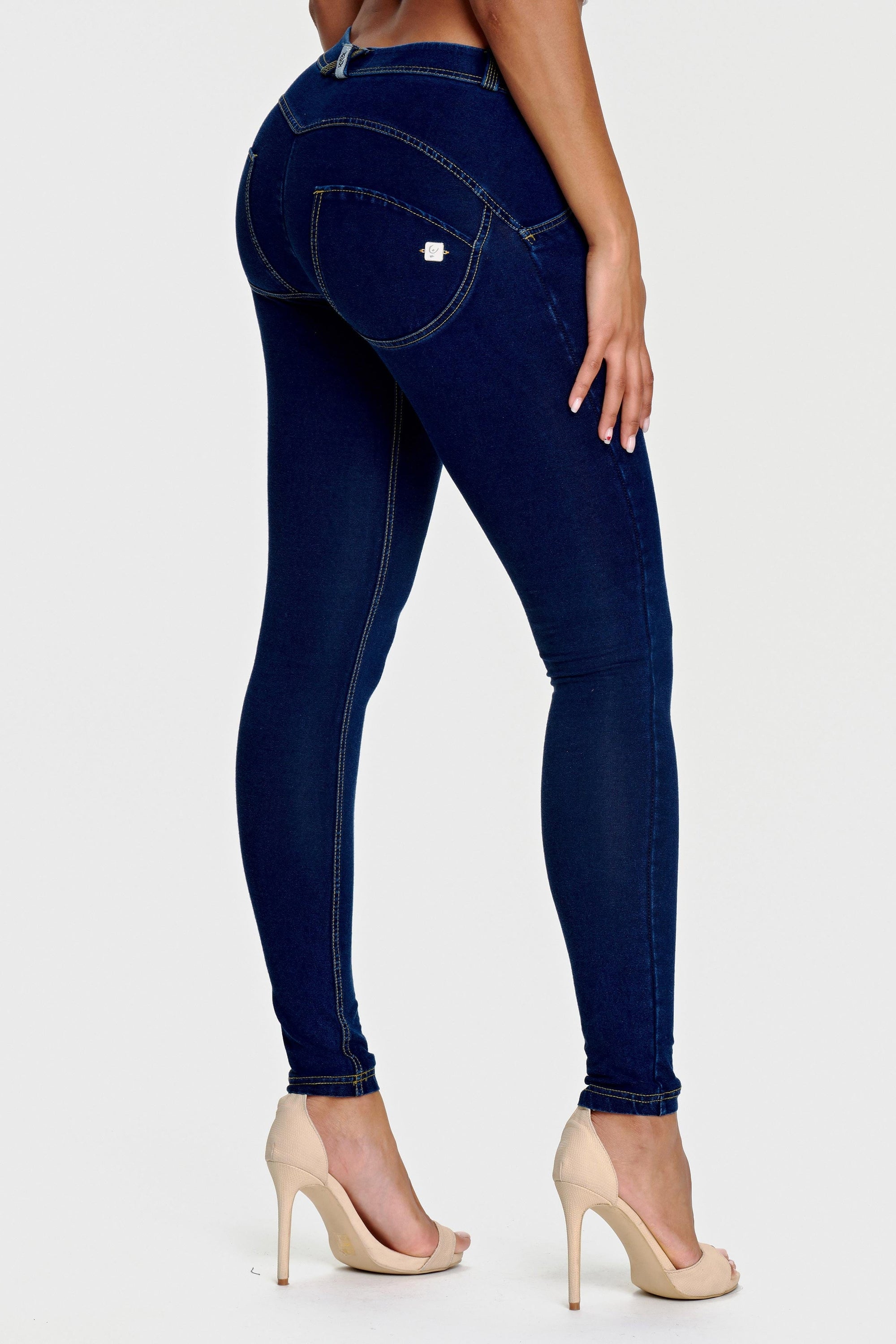 WR.UP® Denim - Mid Rise - Full Length - Dark Blue + Yellow Stitching 1
