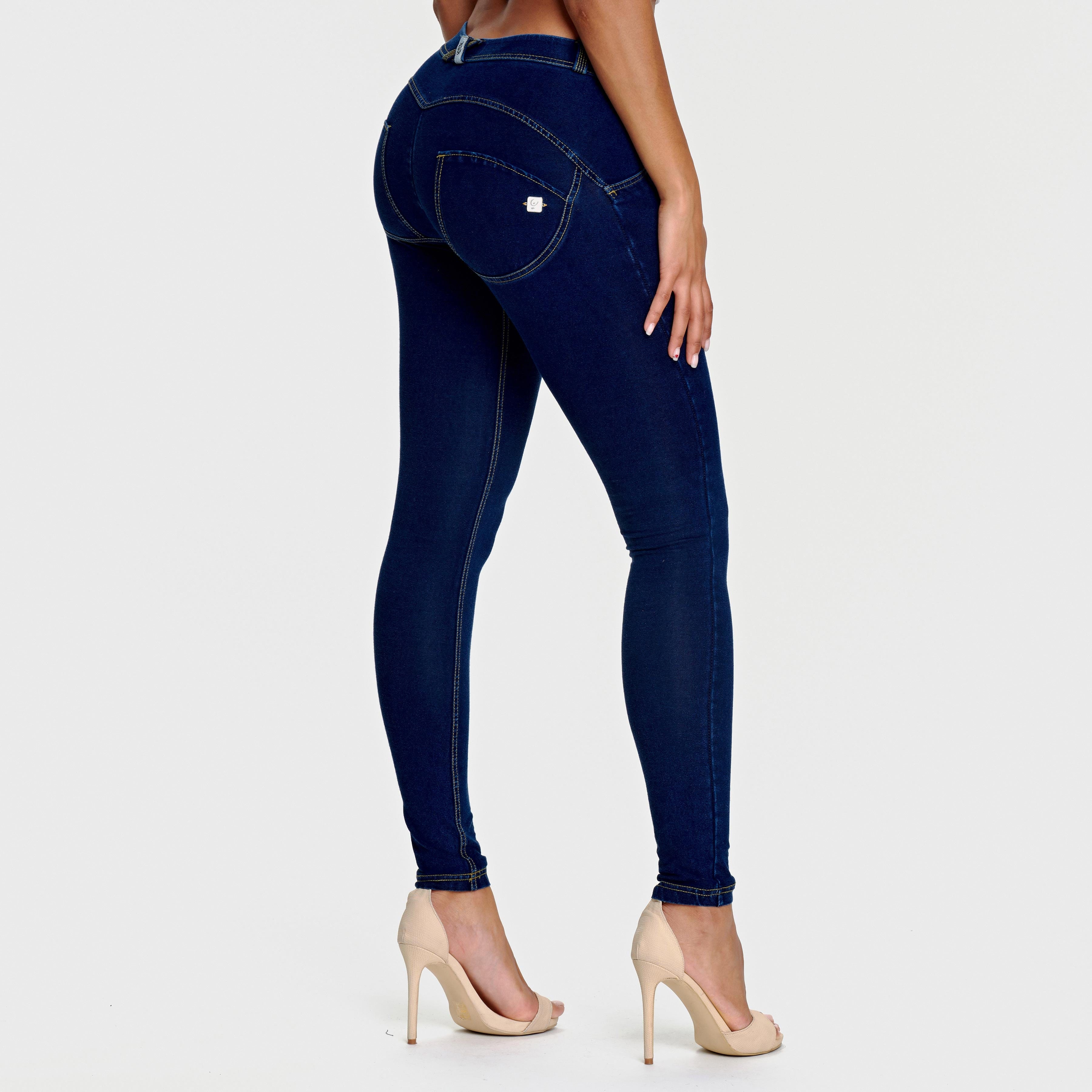WR.UP® Denim - Mid Rise - Full Length - Dark Blue + Yellow Stitching 1