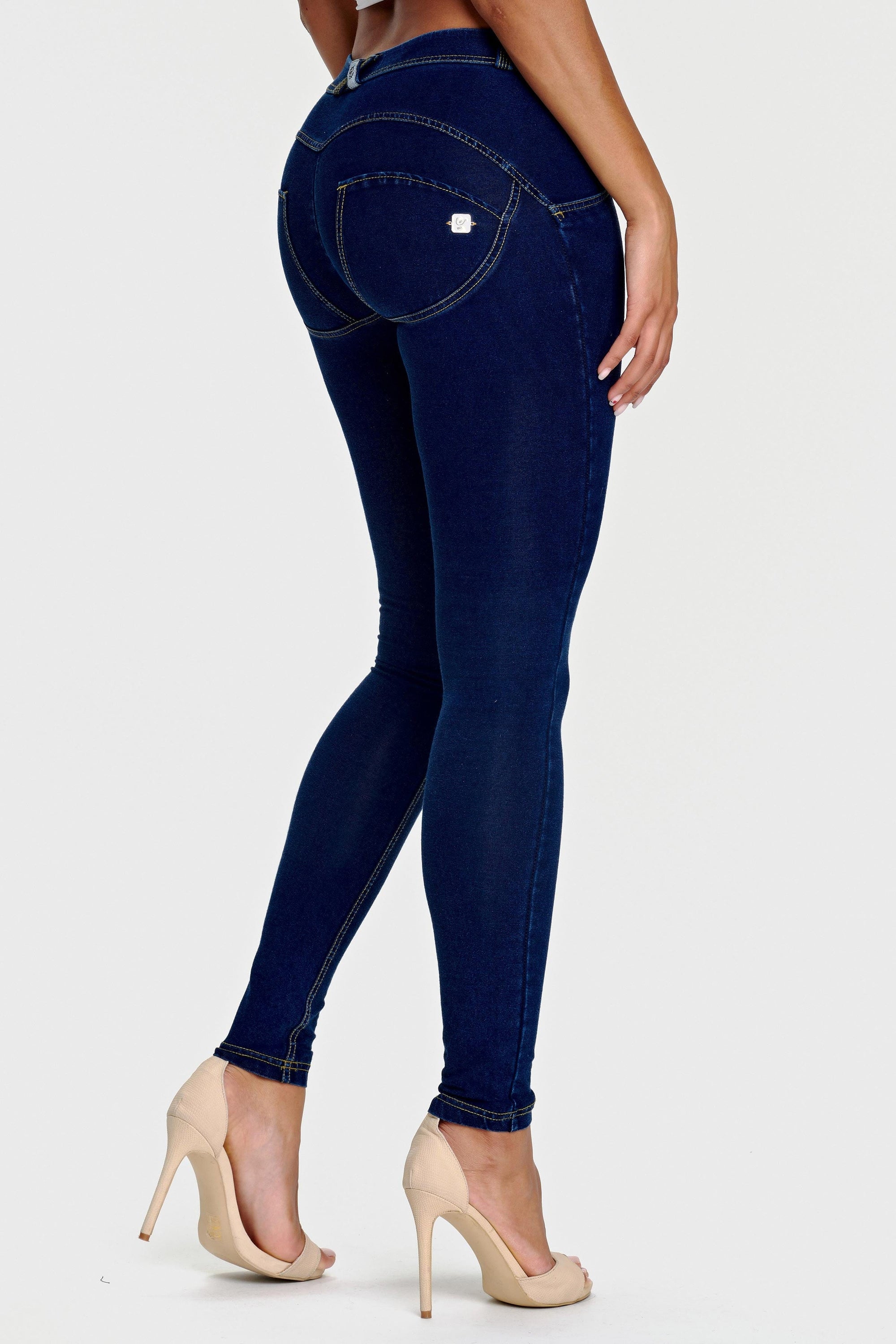 WR.UP® Denim - Mid Rise - Full Length - Dark Blue + Yellow Stitching 5