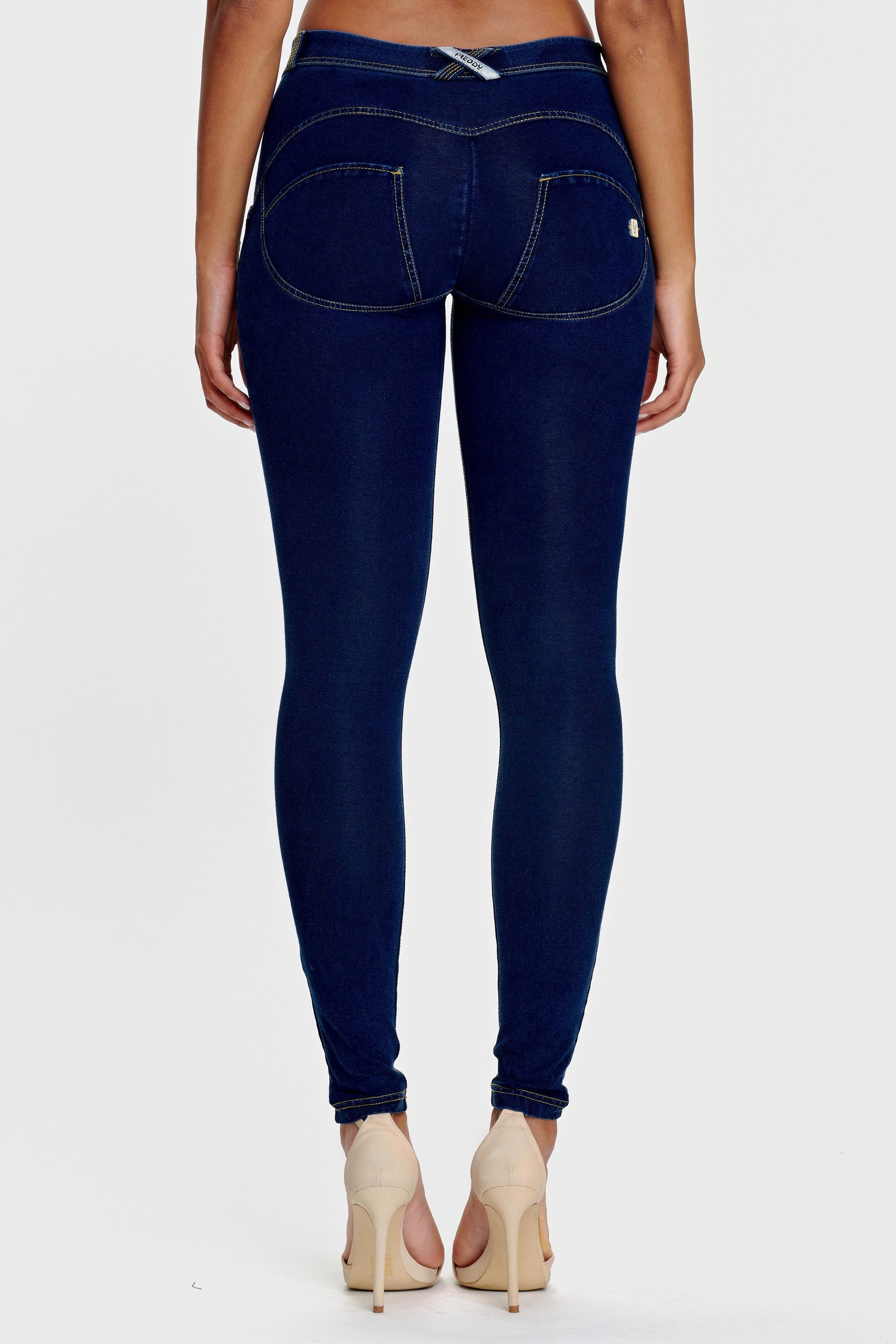 WR.UP® Denim - Mid Rise - Full Length - Dark Blue + Yellow Stitching 4