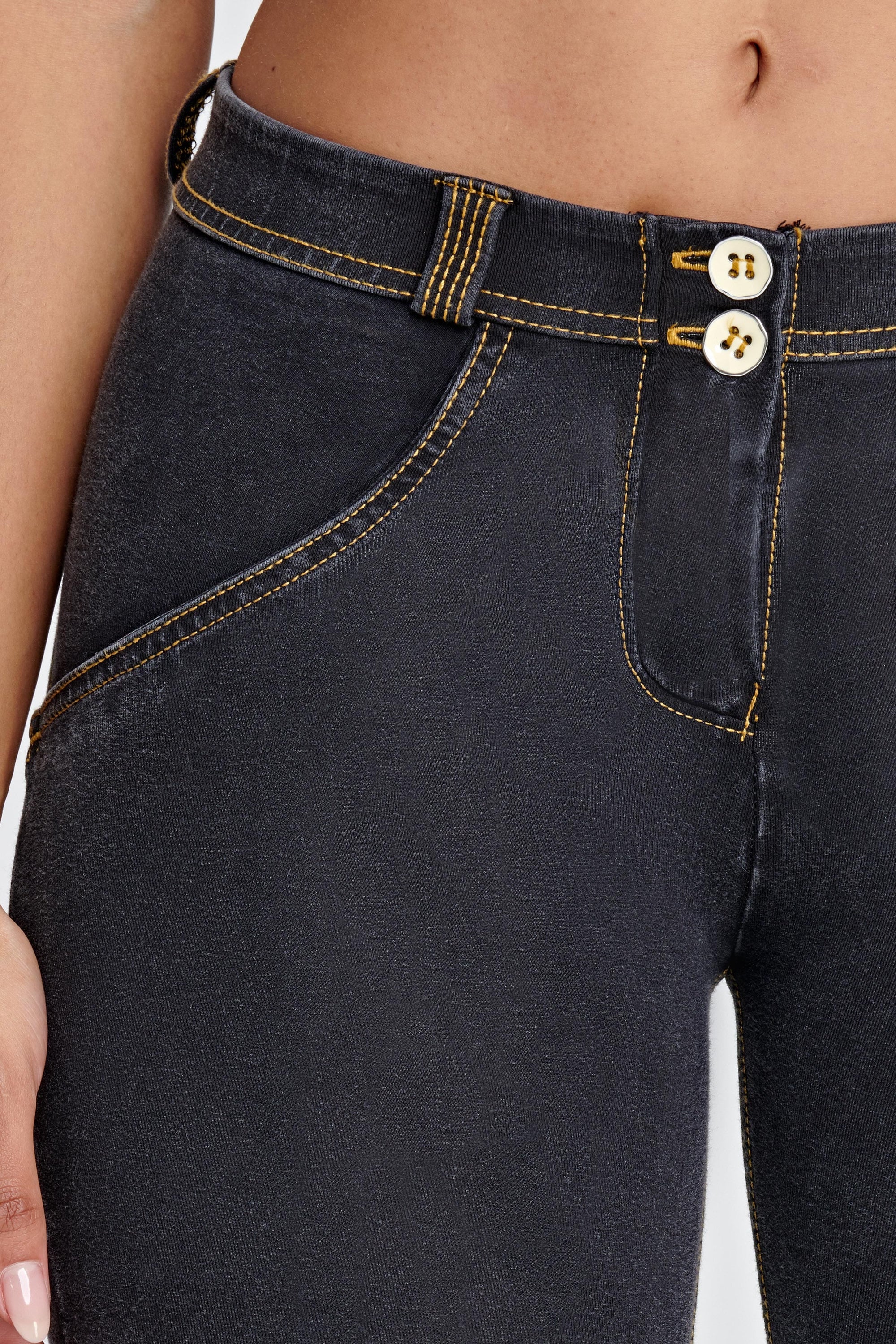WR.UP® Denim - Mid Rise - Full Length - Black + Yellow Stitching 8