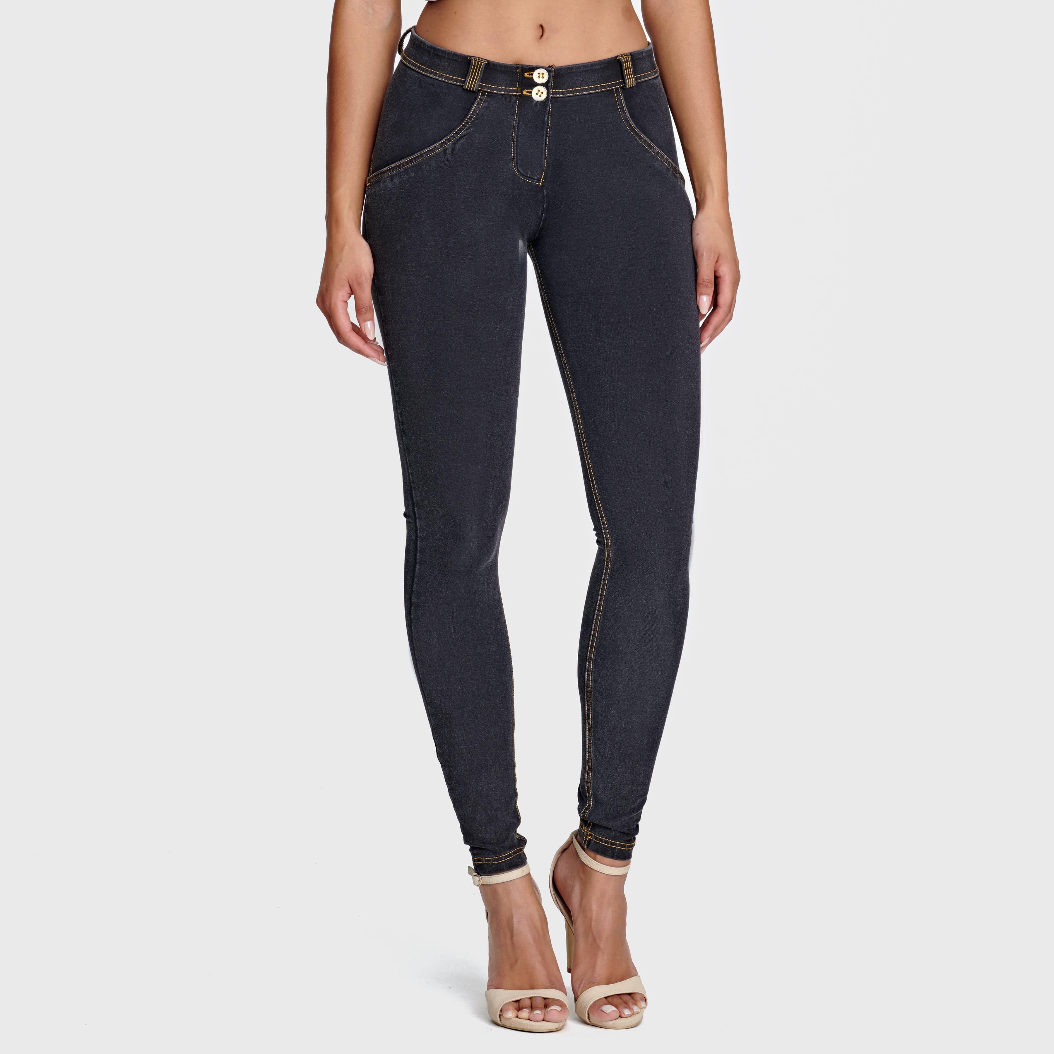 WR.UP® Denim - Mid Rise - Full Length - Black + Yellow Stitching 2