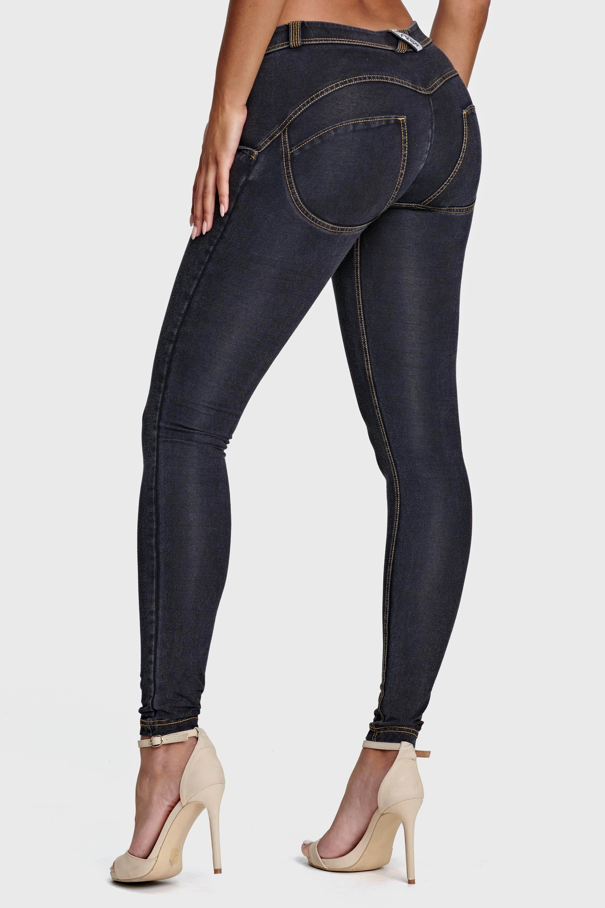 WR.UP® Denim - Mid Rise - Full Length - Black + Yellow Stitching 3