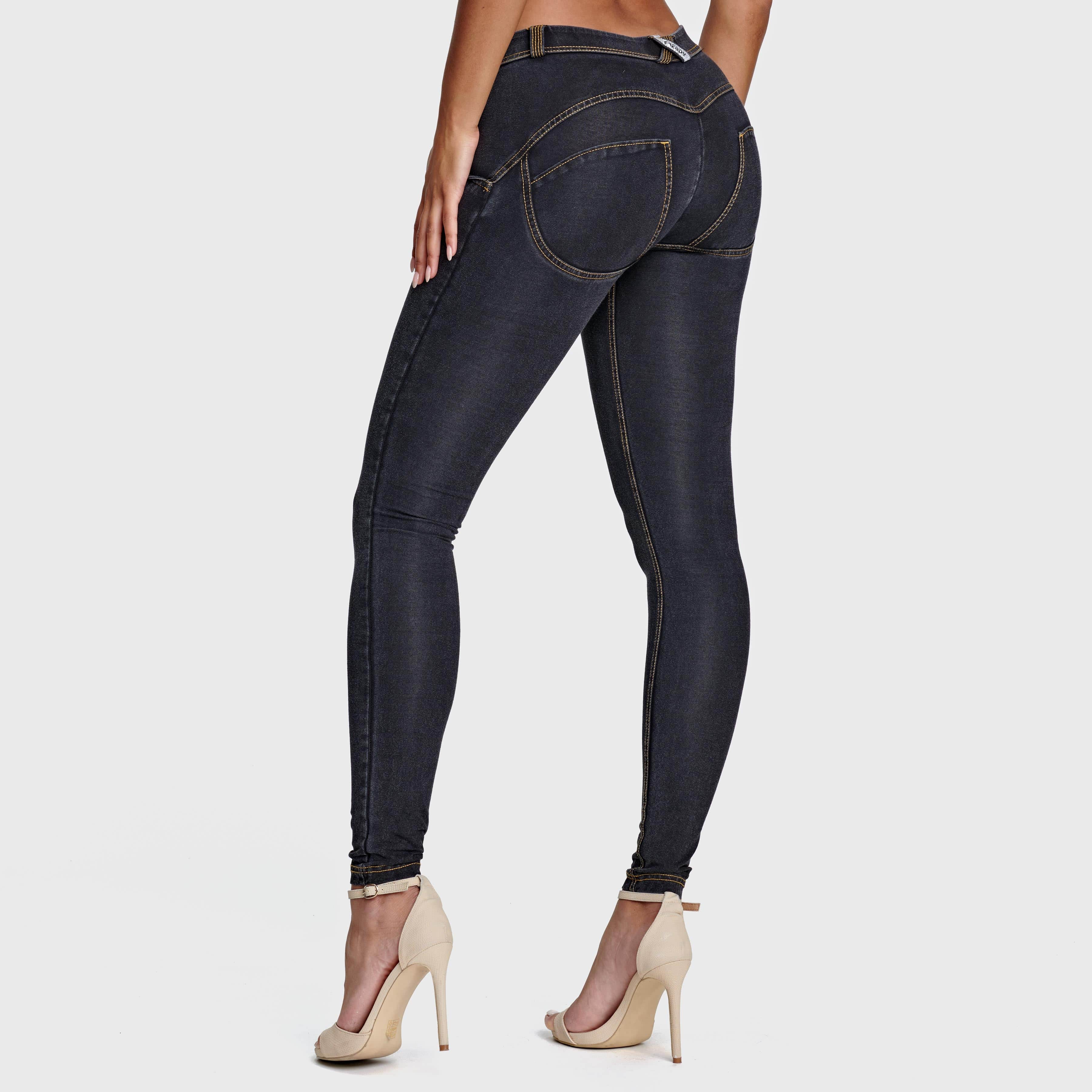 WR.UP® Denim - Mid Rise - Full Length - Black + Yellow Stitching 3