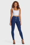 WR.UP® Denim - 3 Button High Waisted - Full Length - Dark Blue + Blue Stitching 4