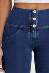 WR.UP® Denim - 3 Button High Waisted - Full Length - Dark Blue + Yellow Stitching 9