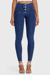 WR.UP® Denim - 3 Button High Waisted - Full Length  - Dark Blue + Yellow Stitching 1