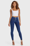 WR.UP® Denim - 3 Button High Waisted - Full Length  - Dark Blue + Yellow Stitching 9
