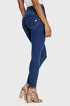 WR.UP® Denim - 3 Button High Waisted - Full Length  - Dark Blue + Yellow Stitching 8