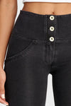 WR.UP® Denim - 3 Button High Waisted - Full Length - Black + Black Stitching 11