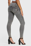 WR.UP® Denim - 3 Button High Waisted - Full Length  - Grey + Yellow Stitching 3