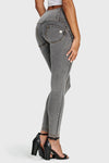 WR.UP® Denim - 3 Button High Waisted - Full Length  - Grey + Yellow Stitching 11