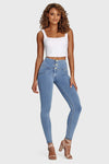 WR.UP® Denim - 3 Button High Waisted - Full Length - Light Blue + Yellow Stitching 7
