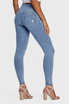 WR.UP® Denim - 3 Button High Waisted - Full Length - Light Blue + Yellow Stitching 3