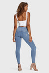 WR.UP® Denim - 3 Button High Waisted - Full Length - Light Blue + Yellow Stitching 8