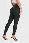 WR.UP® Denim Limited Edition - High Waisted - Full Length - Coated Black + Black Stitching 6