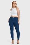 WR.UP® Curvy Denim - High Waisted - Full Length - Dark Blue + Yellow Stitching 4
