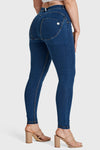WR.UP® Curvy Denim - High Waisted - Full Length - Dark Blue + Yellow Stitching 1