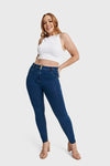 WR.UP® Curvy Denim - High Waisted - Full Length - Dark Blue + Yellow Stitching 5